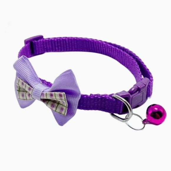 Kylee Kaylen Colorful Purple Plaid Bow Tie Bell Cat Collar and Toys Gift Package - Picture 4 of 9